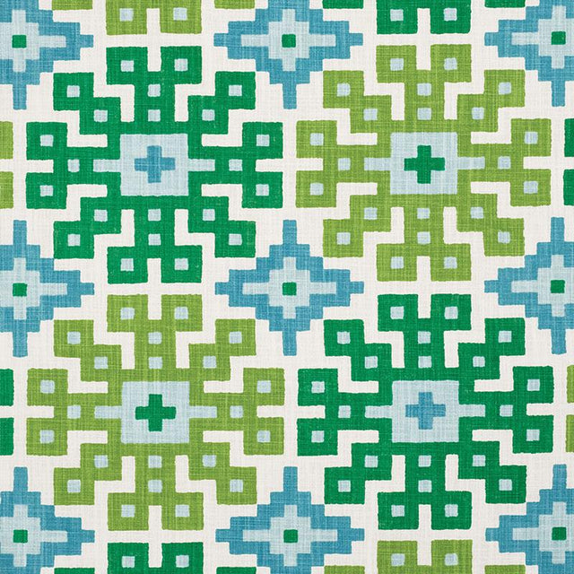 Schumacher Palmetto Print Lagoon Fabric