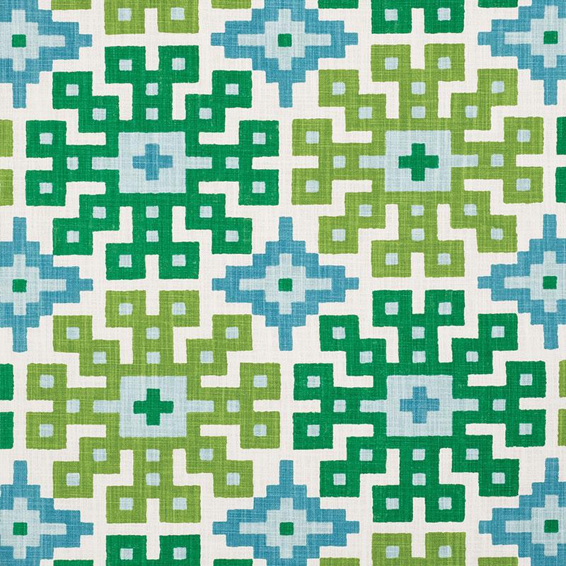 Schumacher Palmetto Print Lagoon Fabric