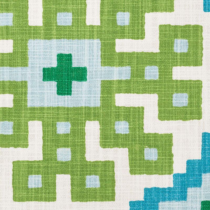 Schumacher Palmetto Print Lagoon Fabric