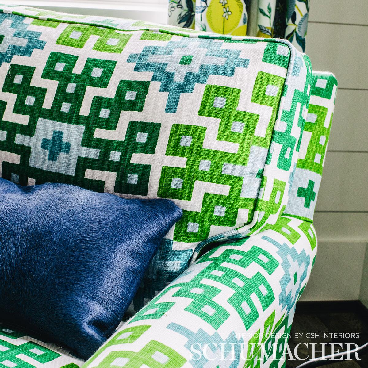 Schumacher Palmetto Print Lagoon Fabric