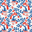 Schumacher Olive Tree Blue & Red Fabric