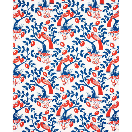 Schumacher Olive Tree Blue & Red Fabric