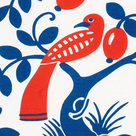Schumacher Olive Tree Blue & Red Fabric