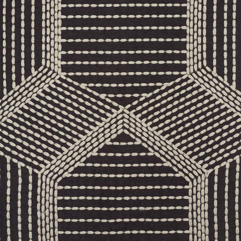 Schumacher Tortuga Embroidery Black Fabric