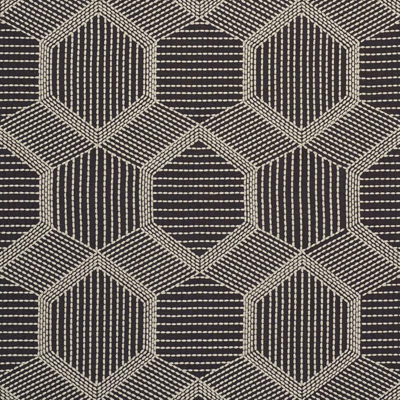 Schumacher Tortuga Embroidery Black Fabric