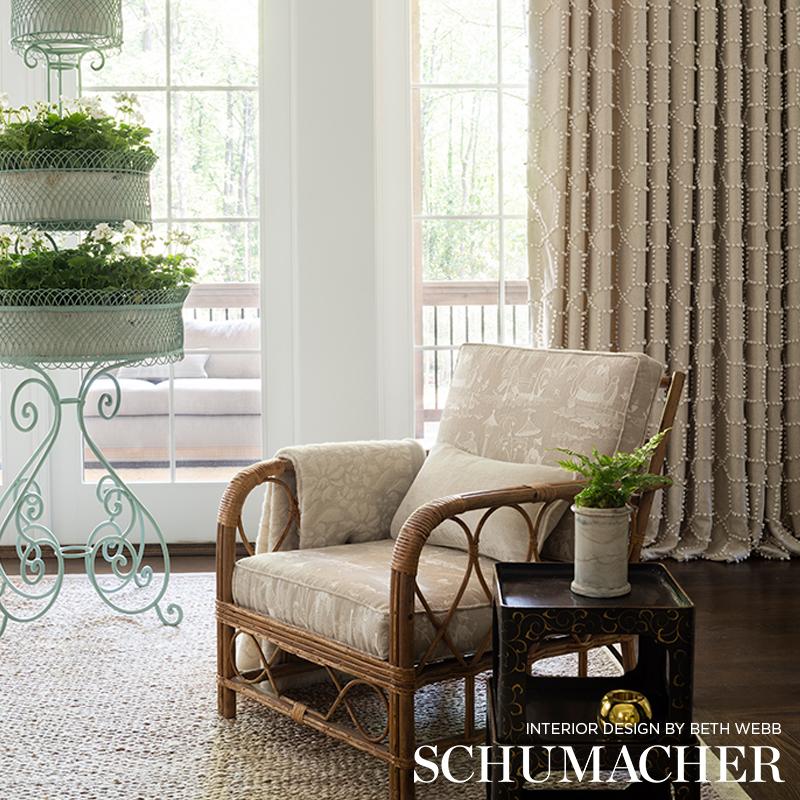 Schumacher Vento Embroidery Natural Fabric