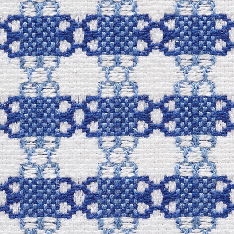 Schumacher Checkmate Blue Fabric