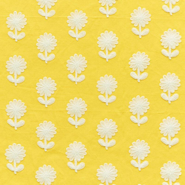 Schumacher Paley Embroidery Yellow Fabric