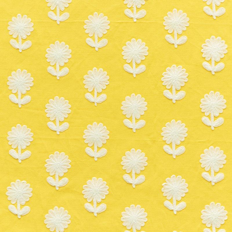 Schumacher Paley Embroidery Yellow Fabric