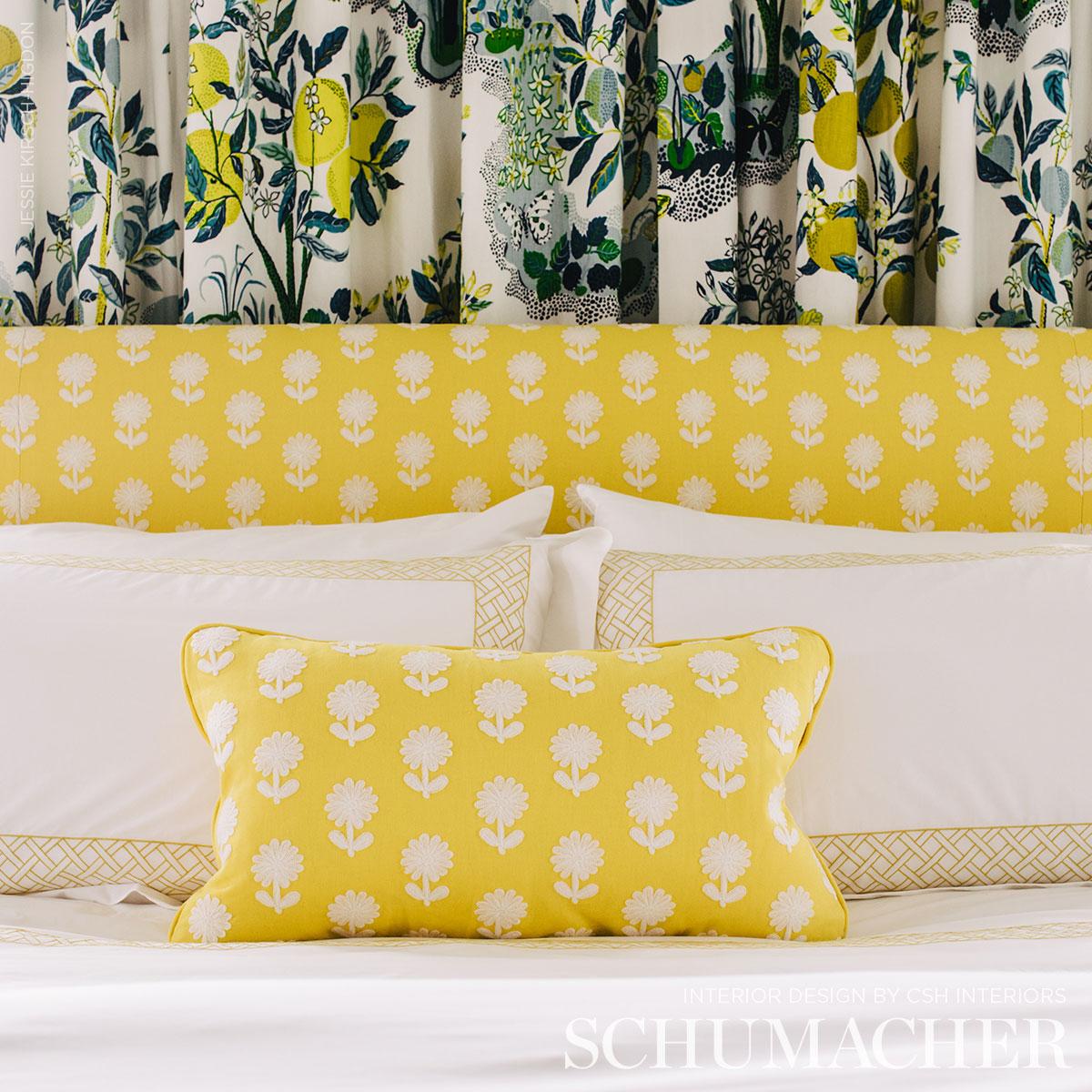 Schumacher Paley Embroidery Yellow Fabric