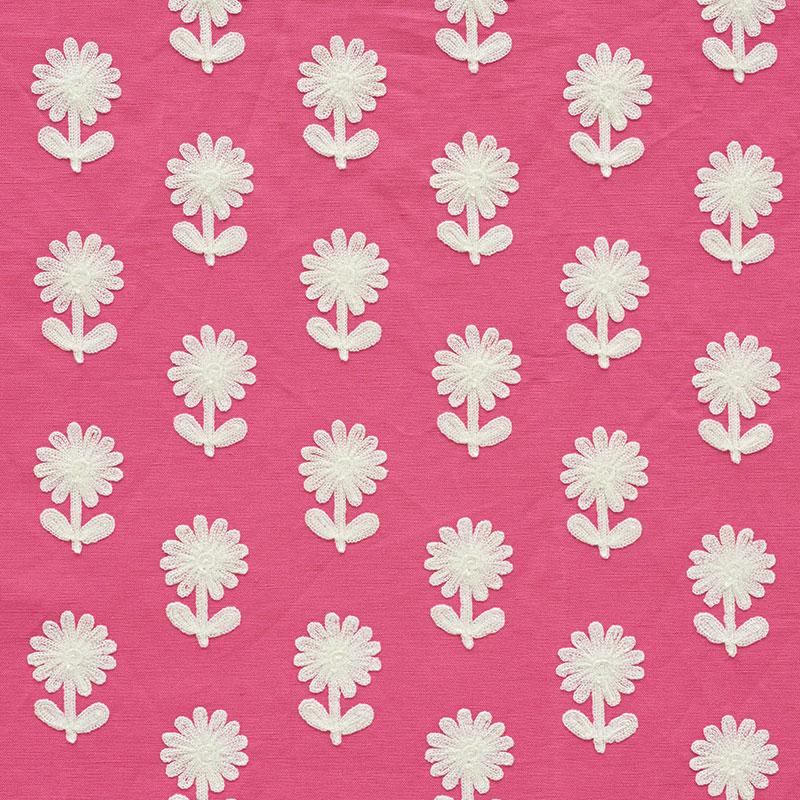 Schumacher Paley Embroidery Pink Fabric