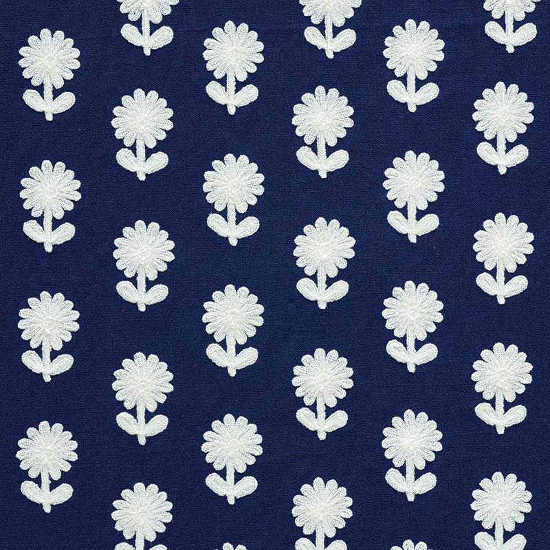 Schumacher Paley Embroidery Blue Fabric