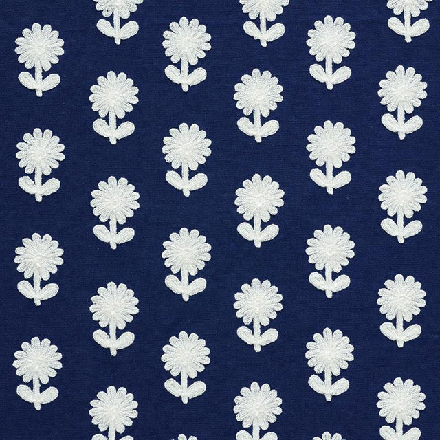 Schumacher Paley Embroidery Blue Fabric