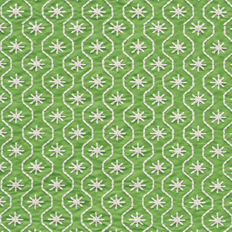 Schumacher Gigi Embroidery Green Fabric