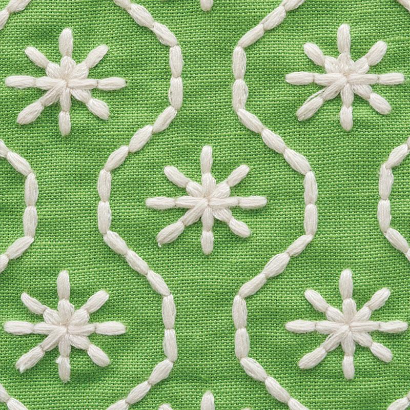 Schumacher Gigi Embroidery Green Fabric