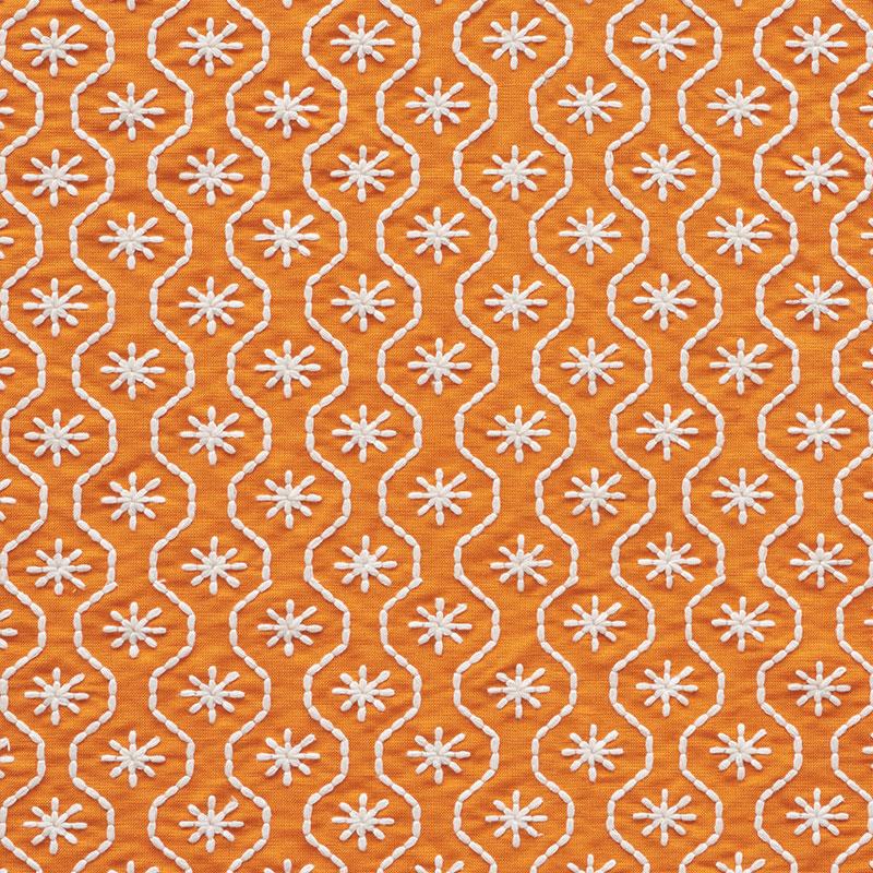 Schumacher Gigi Embroidery Orange Fabric