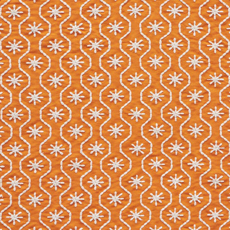 Schumacher Gigi Embroidery Orange Fabric
