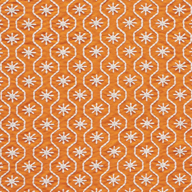 Schumacher Gigi Embroidery Orange Fabric