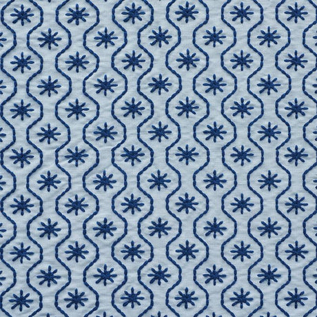 Schumacher Gigi Embroidery Blue Fabric