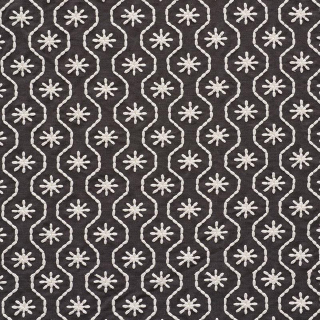 Schumacher Gigi Embroidery Graphite Fabric