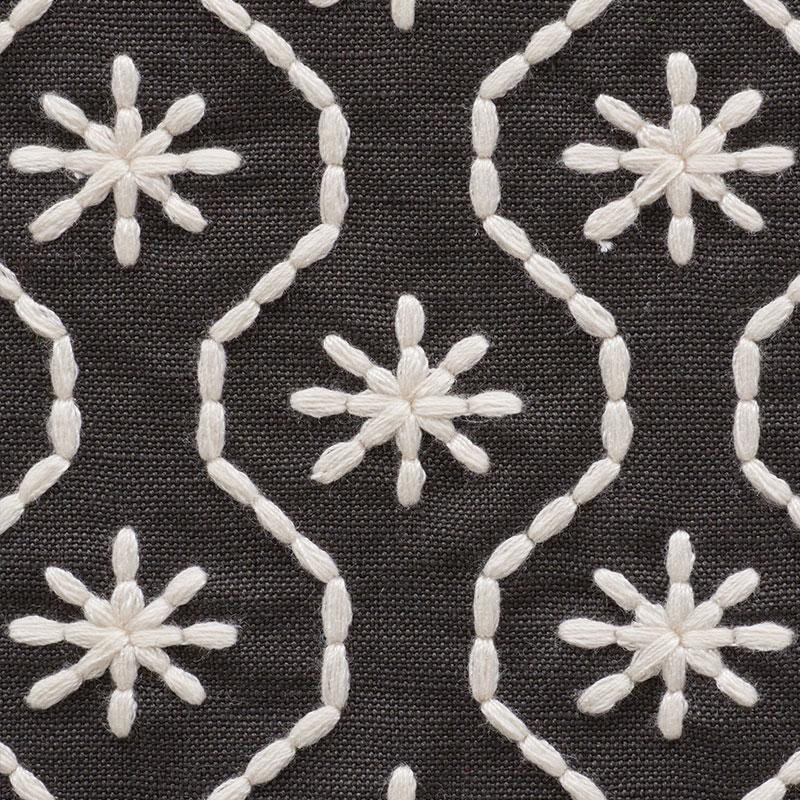 Schumacher Gigi Embroidery Graphite Fabric