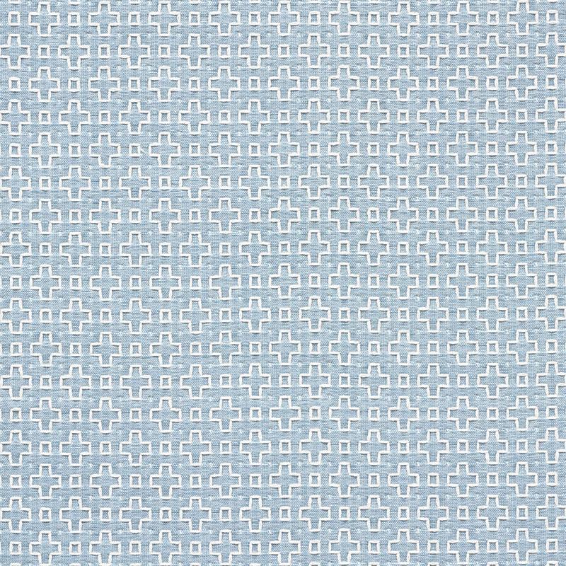 Schumacher Scout Embroidery Sky Fabric
