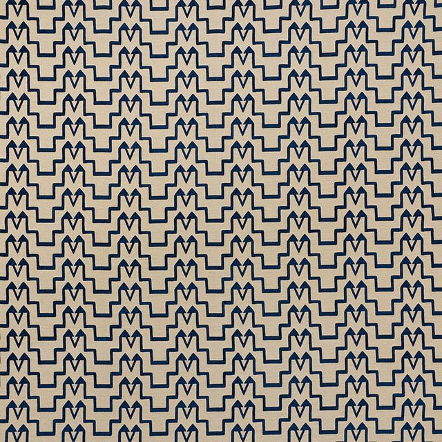 Schumacher Turkish Step Blue/Natural Fabric