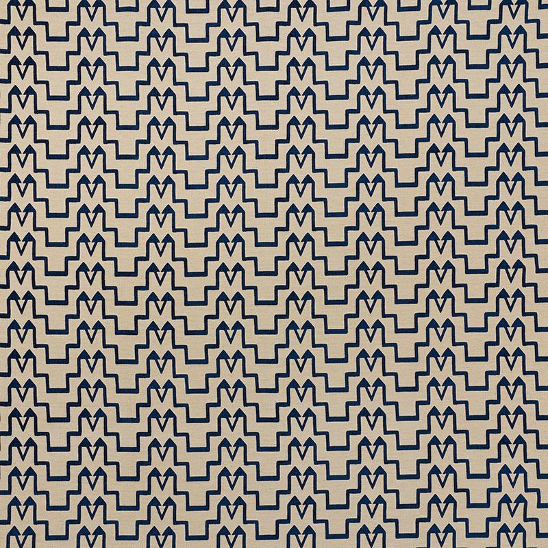 Schumacher Turkish Step Blue/Natural Fabric