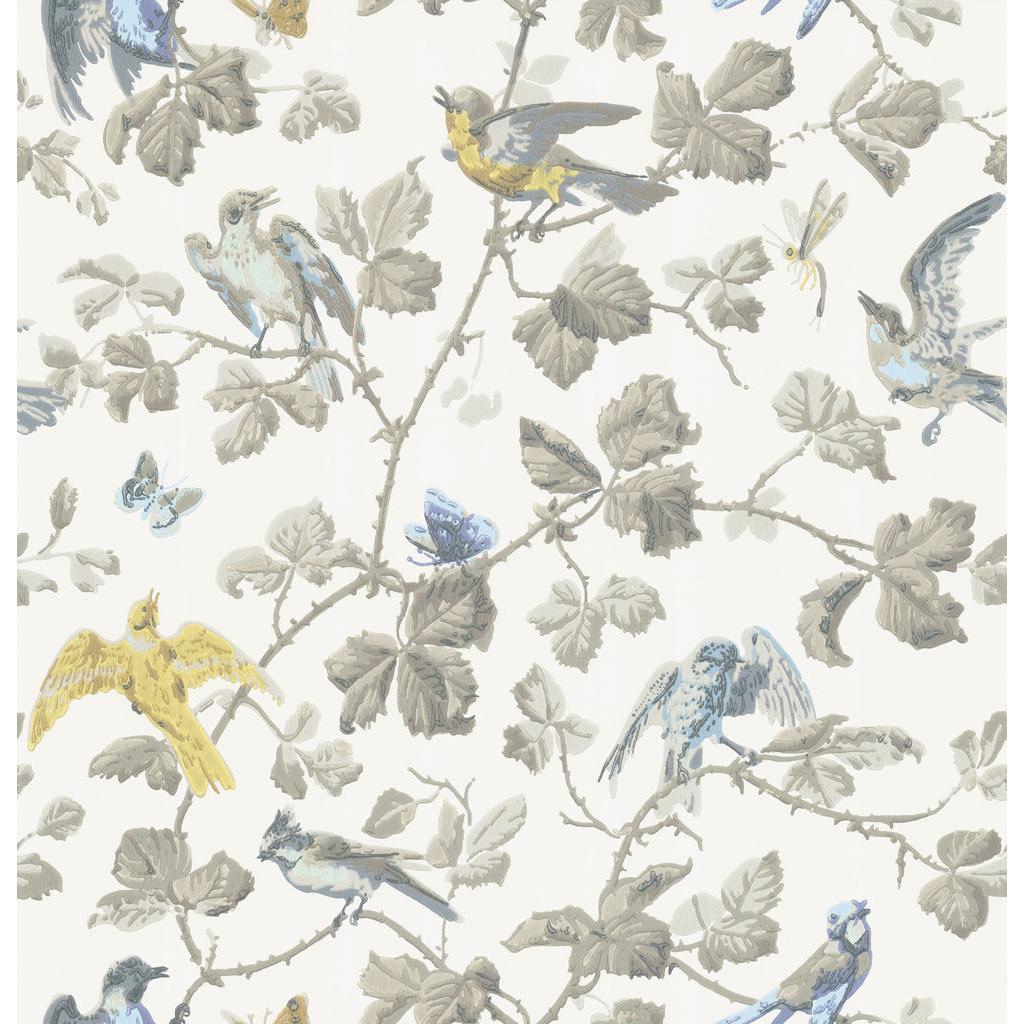 Cole & Son WINTER BIRDS YELLOW & GREY Wallpaper