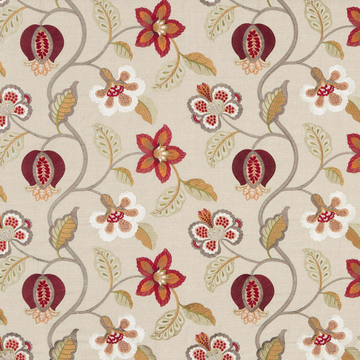 G P & J Baker ELVASTON RED/IVORY Drapery Fabric