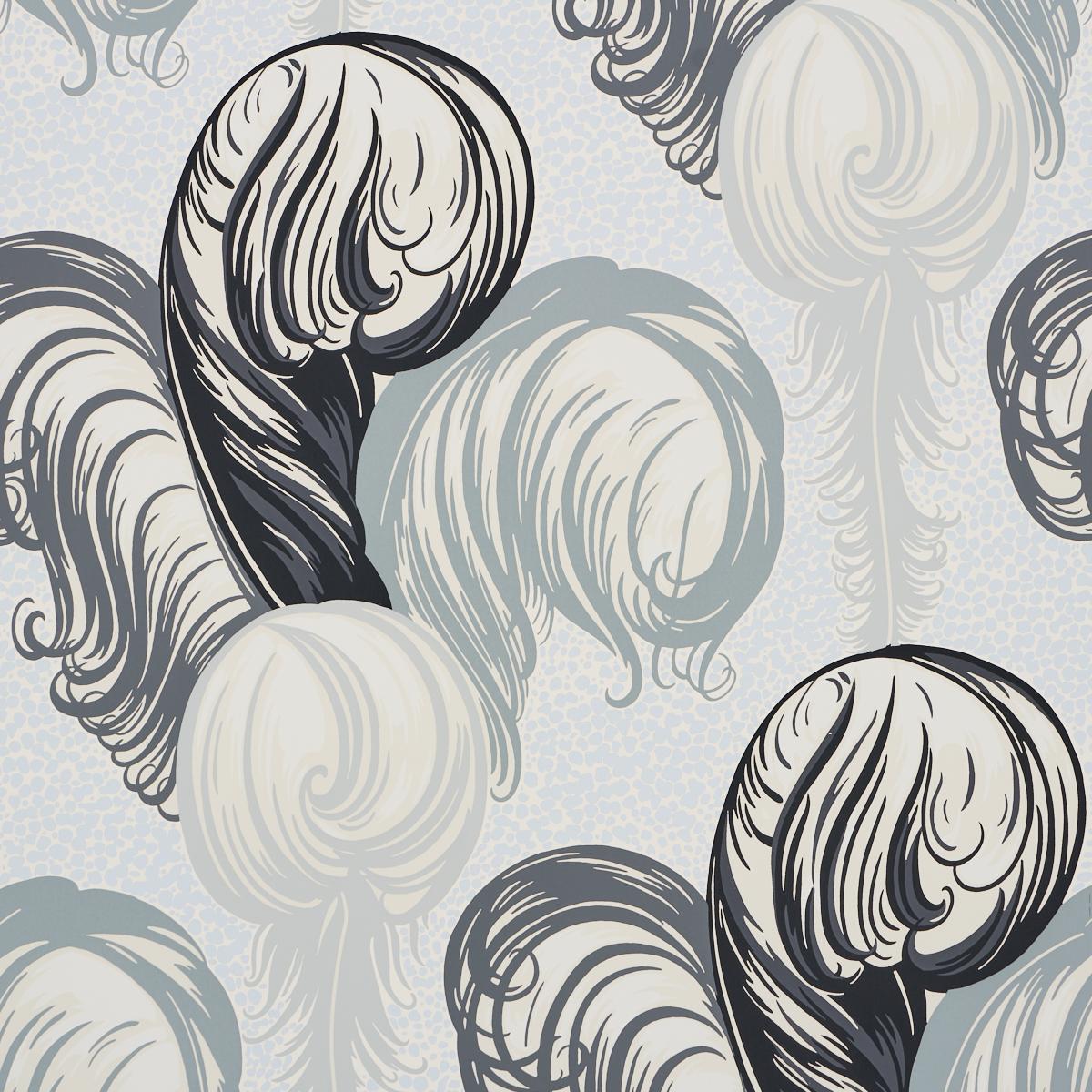 Schumacher Plumes Grisaille Wallpaper