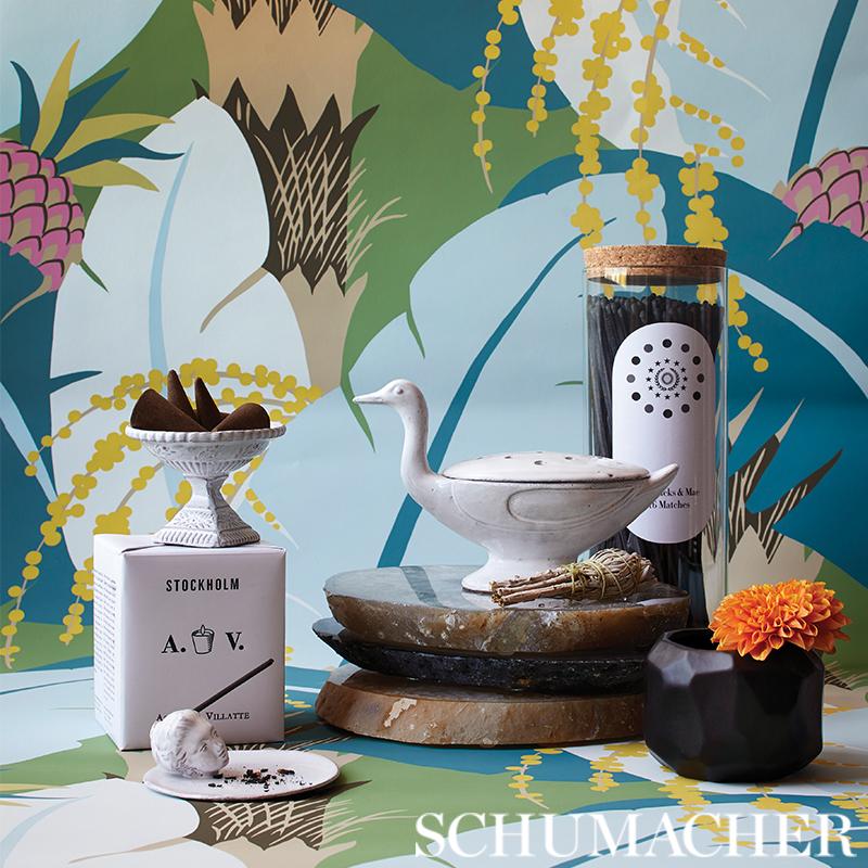 Schumacher Ananas Peacock Wallpaper