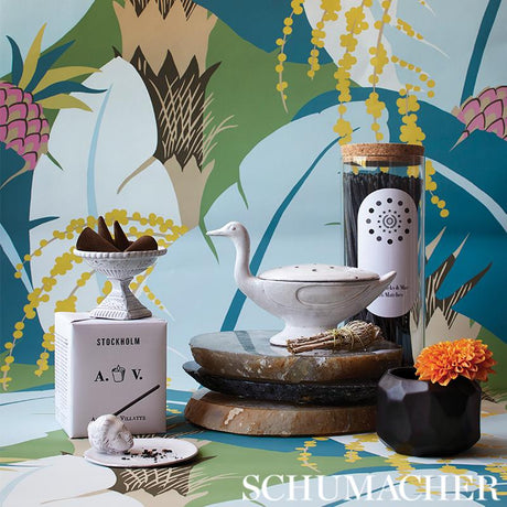 Schumacher Ananas Peacock Wallpaper