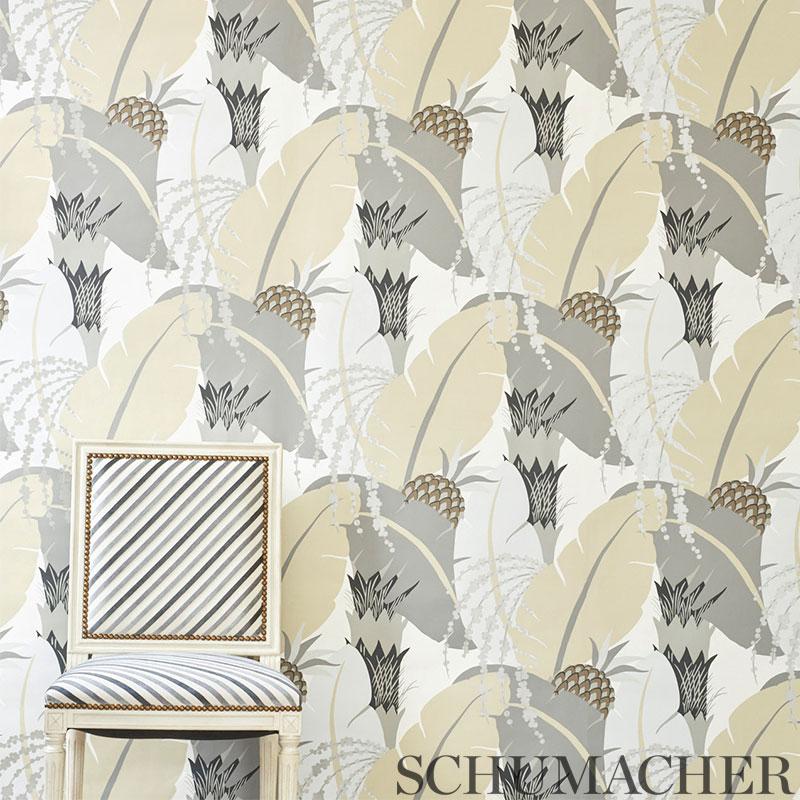 Schumacher Ananas Neutral Wallpaper