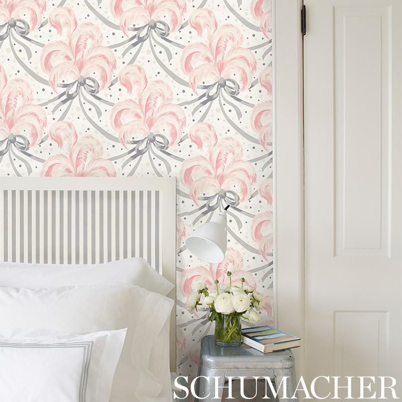 Schumacher Plumes Et Rubans Blush Wallpaper