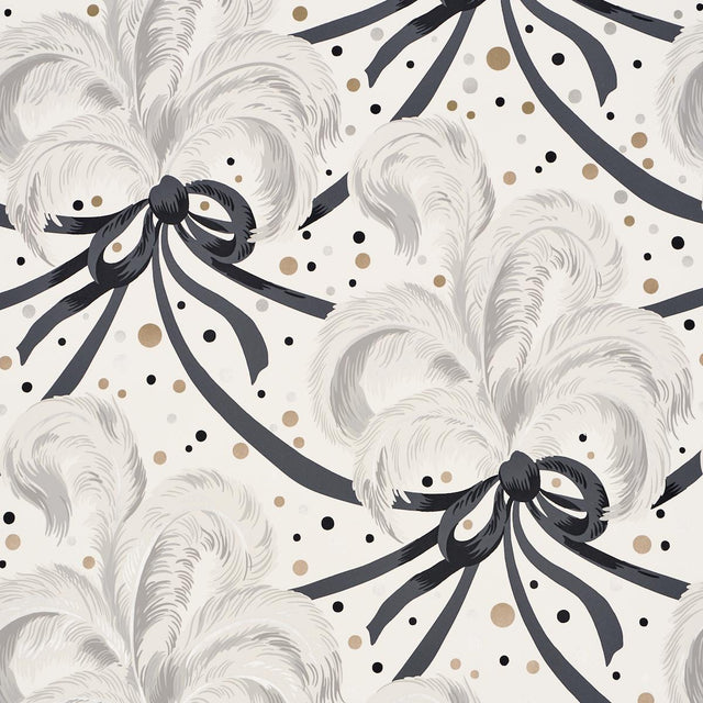 Schumacher Plumes Et Rubans Champagne Wallpaper