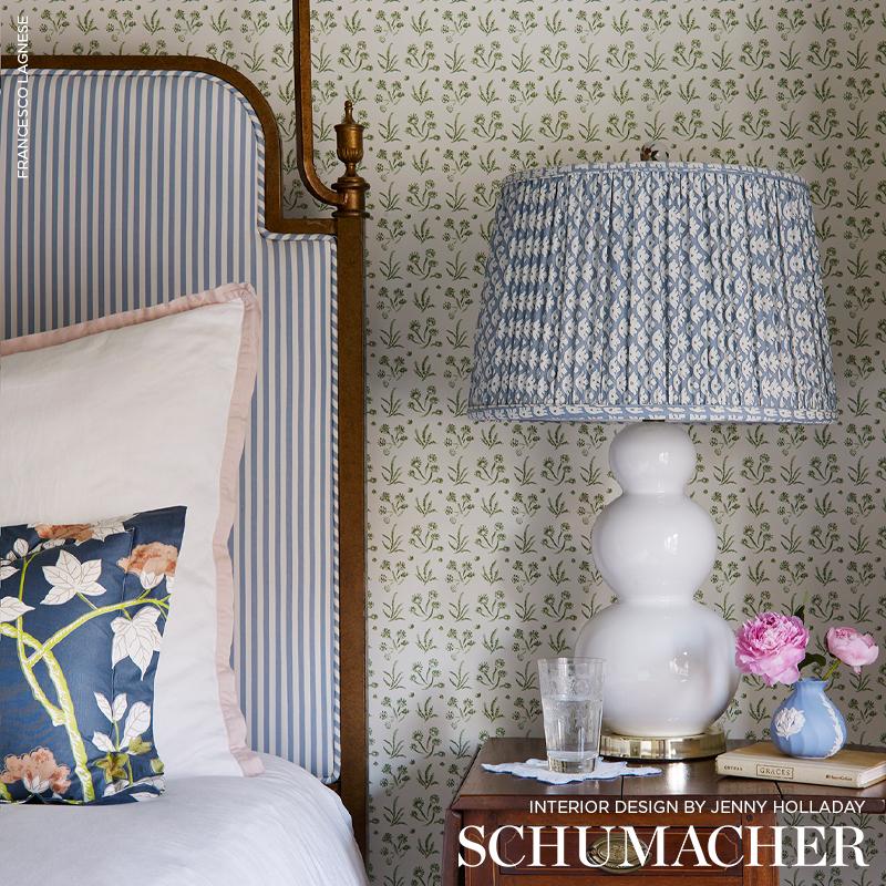 Schumacher Brigitte Stripe Sky Fabric