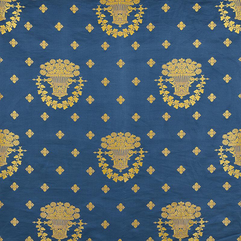 Schumacher Blue Room Lampas Blue Fabric