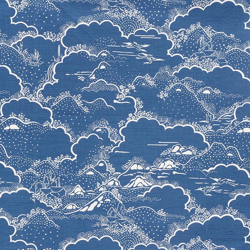 Schumacher Kumo Village Blue Fabric