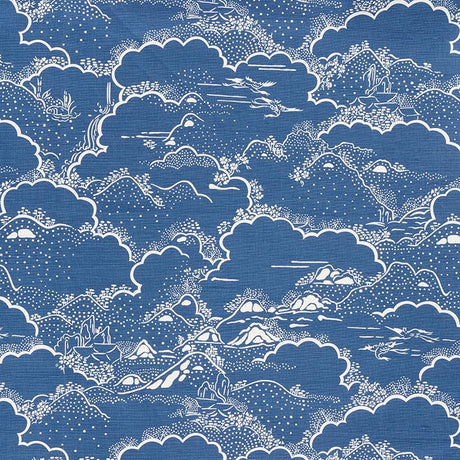Schumacher Kumo Village Blue Fabric