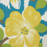 Schumacher Magnolias Citron & Peacock Fabric