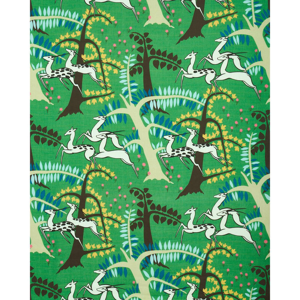 Schumacher Antelopes Jade Fabric