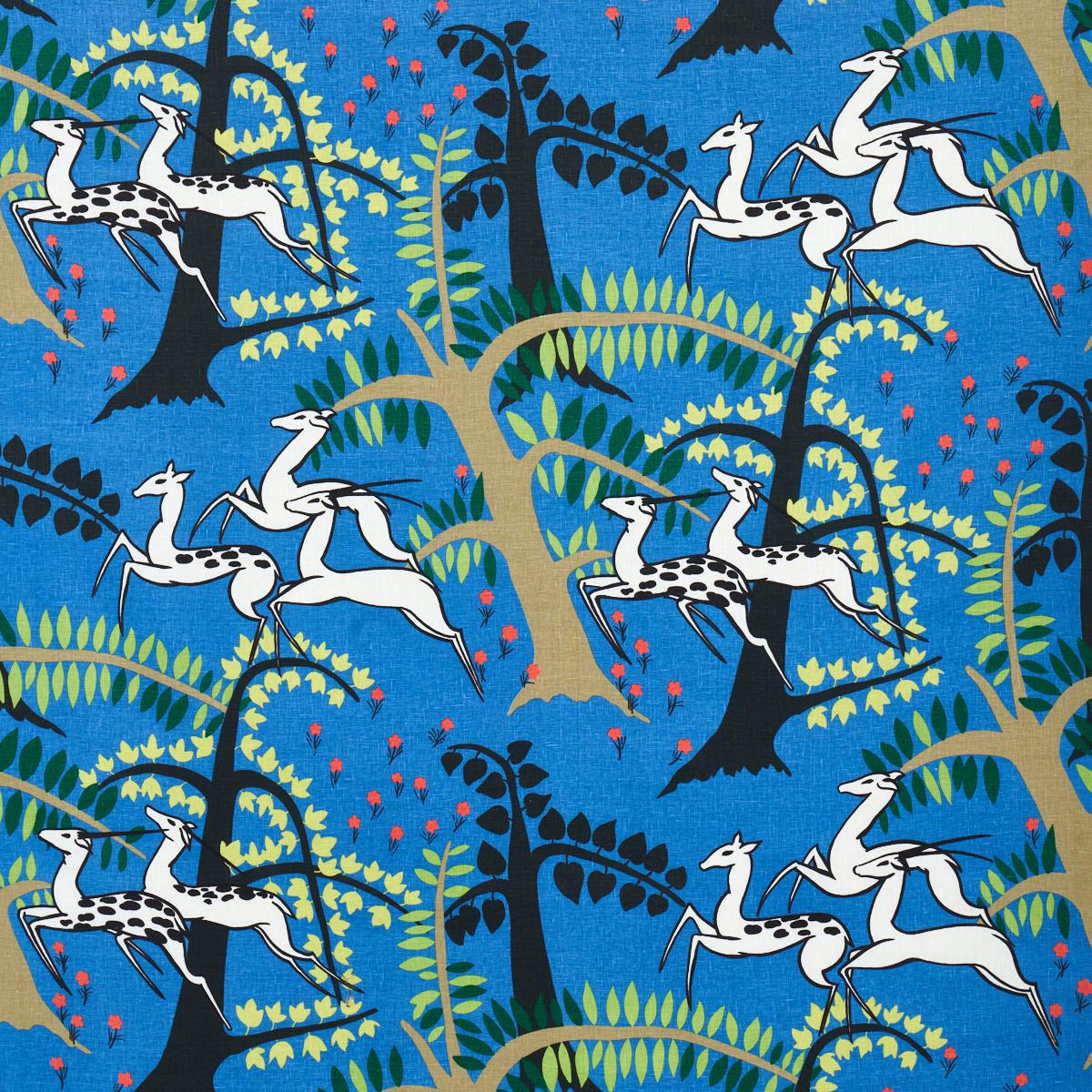 Schumacher Antelopes Cobalt Fabric