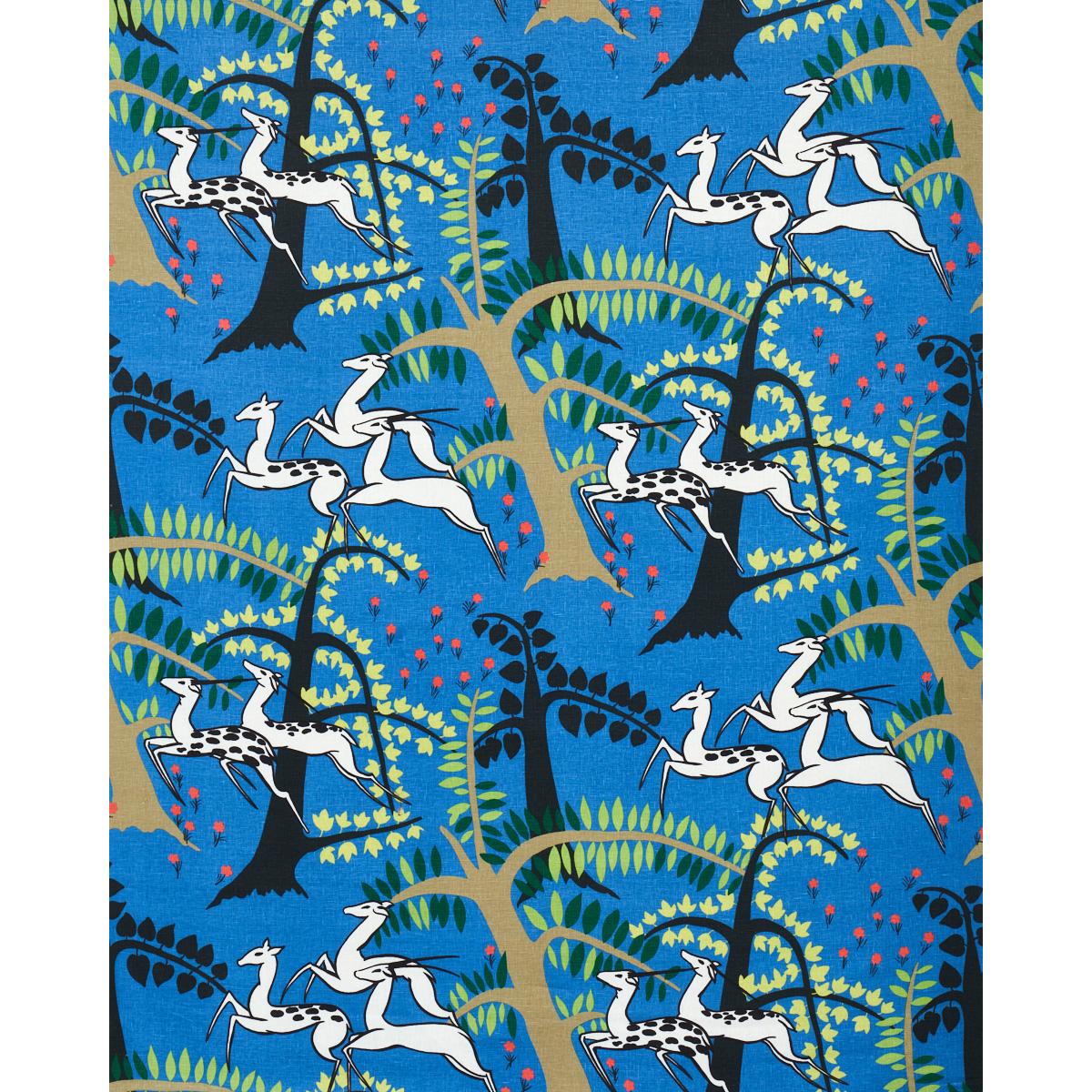 Schumacher Antelopes Cobalt Fabric
