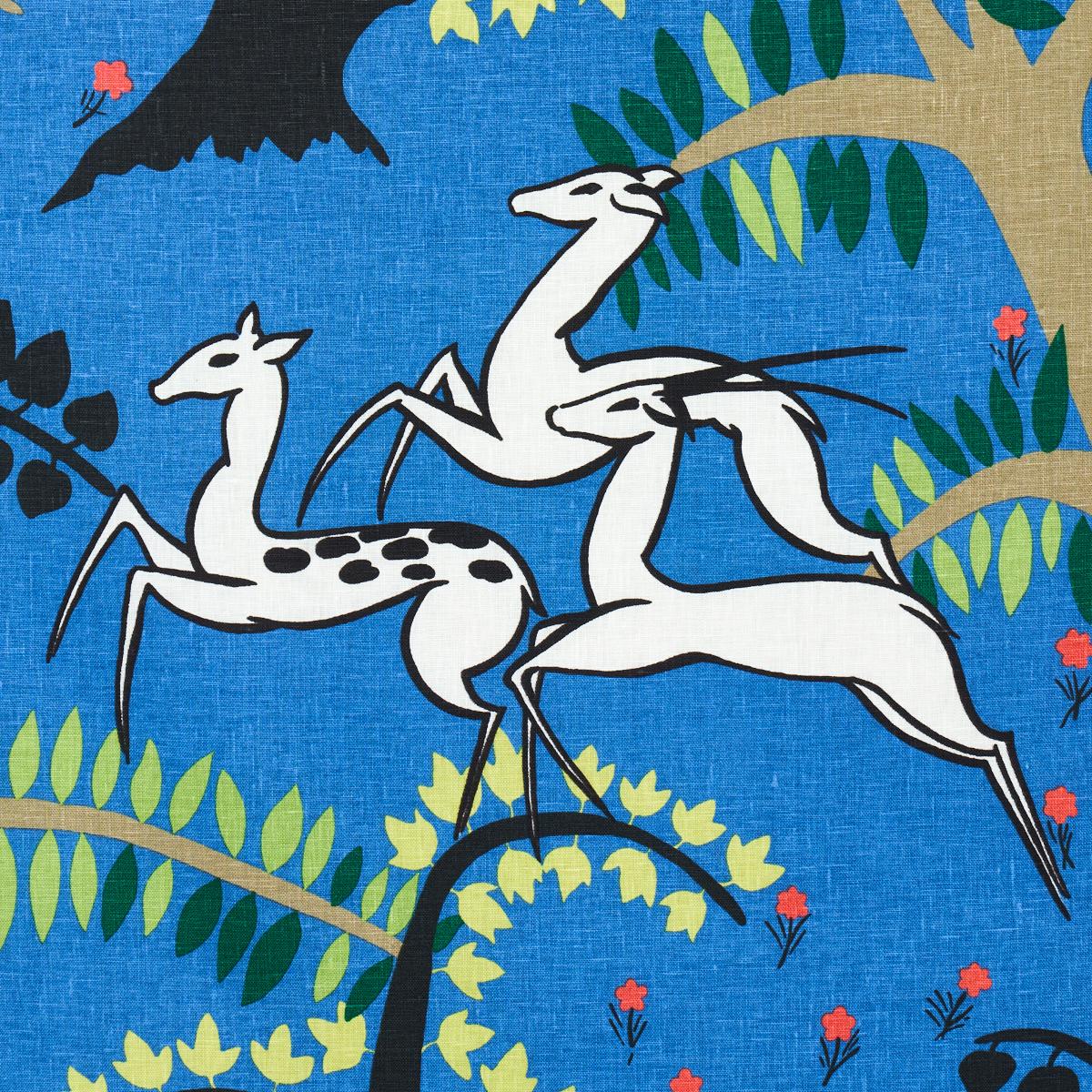 Schumacher Antelopes Cobalt Fabric