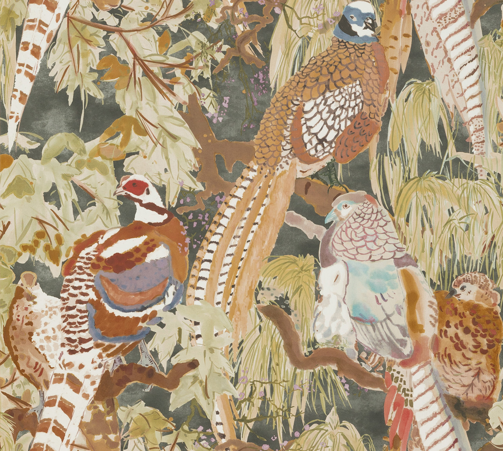 Mulberry GAME BIRDS CHARCOAL Wallpaper