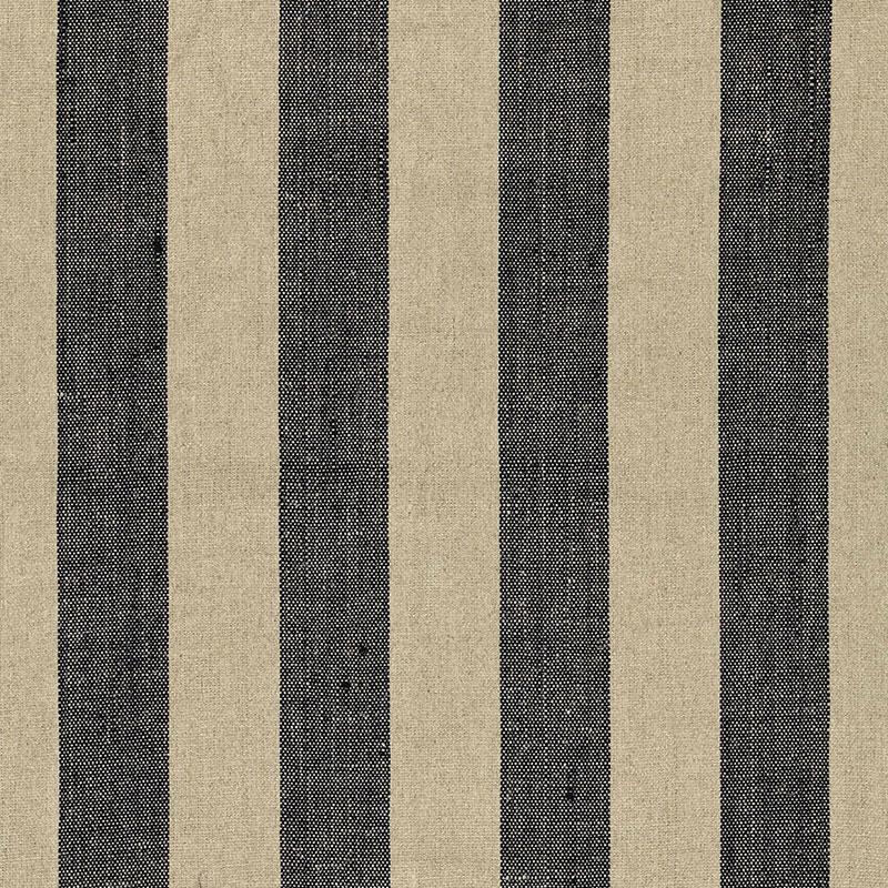 Schumacher Augustin Linen Stripe Ebony / Linen Fabric