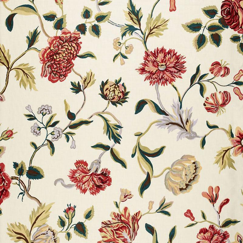 Schumacher Avebury Floral Vine Document Rose Fabric