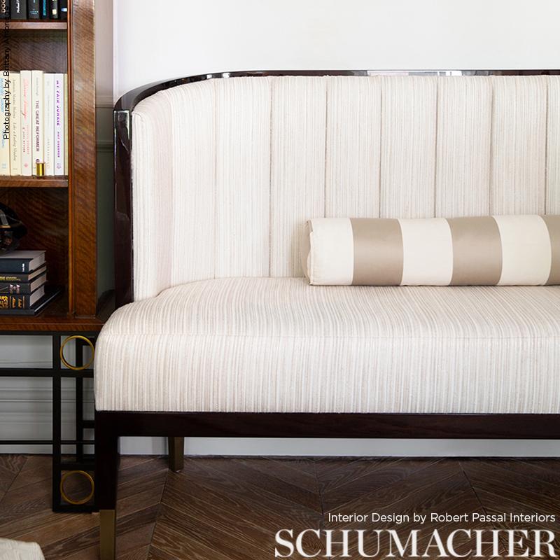 Schumacher Beaufort Awning Stripe Platinum Fabric