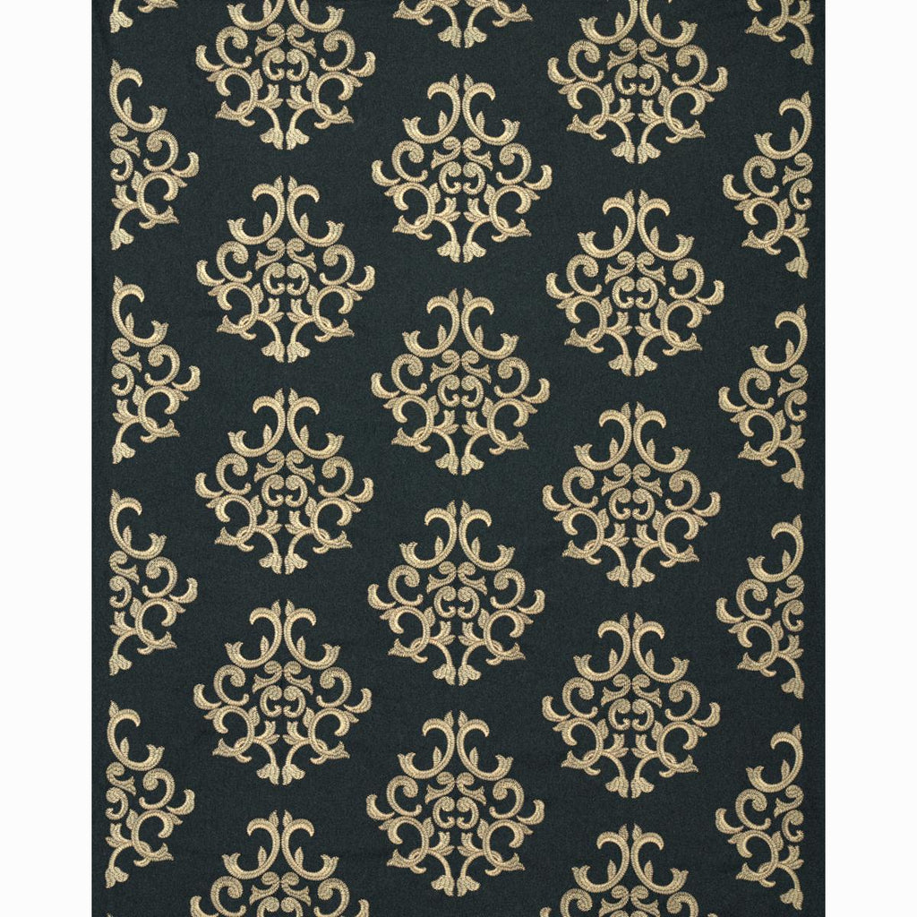 Schumacher Byron Embroidered Wool Charcoal Fabric